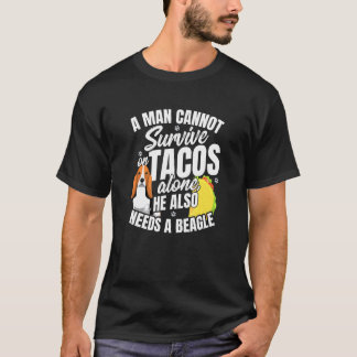 メンズタコスとビーグル犬とフードラブパン引用文 Tシャツ
