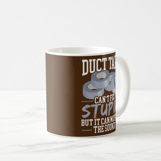 メンズダクトテープデザインが愚かなダクトテープを修正できない コーヒーマグカップ (正面右)