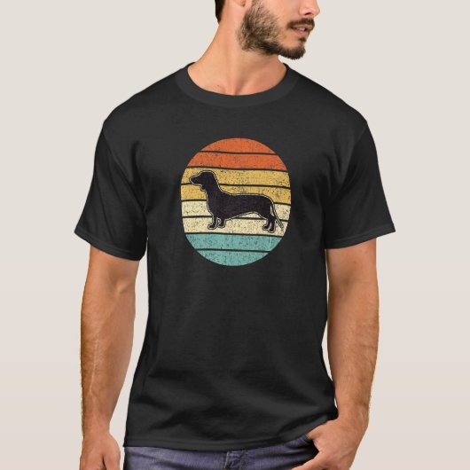 メンズダシュンドッグレトロサンセット Tシャツ (正面)