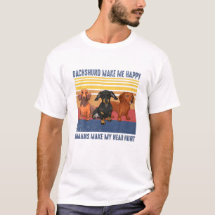 メンズダックスシュント私を幸せおもしろい犬恋人ファテ Tシャツ