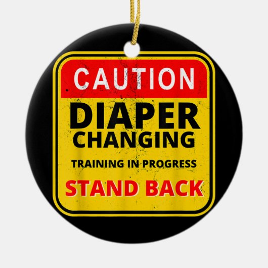 メンズダディオムツキットニューダディサバイバルパパベビー セラミックオーナメント (正面)