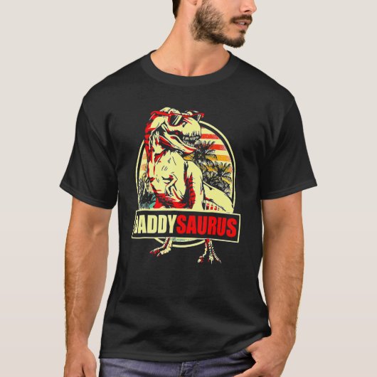 メンズダディサウルス父の日レックス恐竜パパFa Tシャツ (正面)