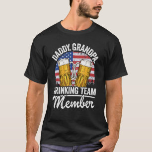 メンズダディーグランドパアメリカ飲みチームメンバービール4 Tシャツ