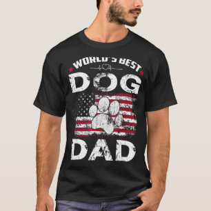 メンズダディーワールドズドッグ最高のパパエバーアメリカン国旗 Tシャツ