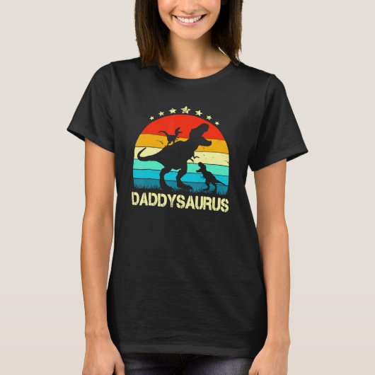 メンズダディ恐竜ダディサウルス2 Two Kids Father' Tシャツ (正面)