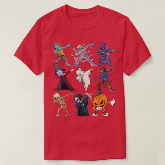 メンズダビングハロウィーンボーイズスケルトンゾンビ怖い Tシャツ (デザイン正面)