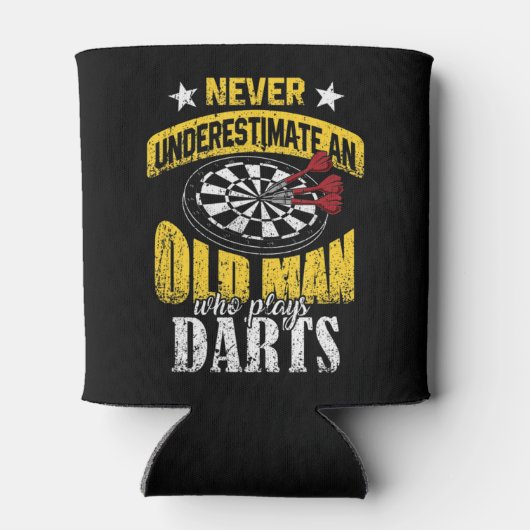 メンズダーツプレーヤー決して老人を過小評価しないWh 缶クーラー (裏面)