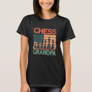 メンズチェスグランドパアメリカ国旗のチェス Tシャツ