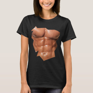 メンズチェスト6パックAbs偽おもしろいのabs筋肉REA Tシャツ