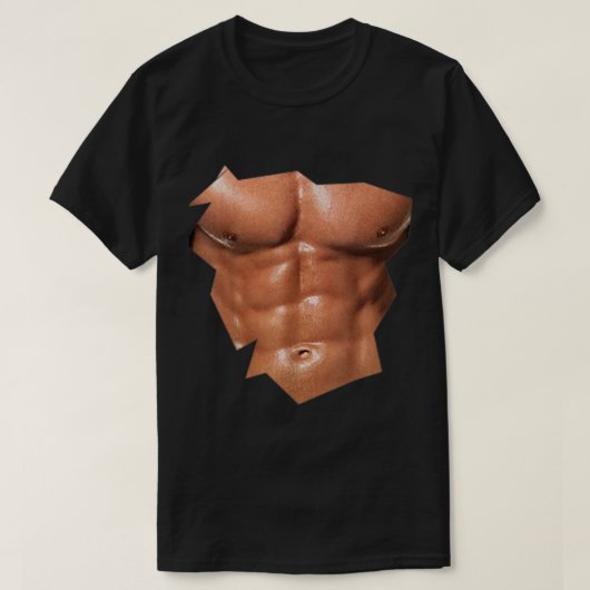 メンズチェスト6パックAbs偽おもしろいのabs筋肉REA Tシャツ (デザイン正面)