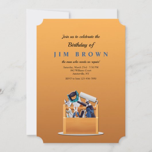 メンズツールボックス誕生日招待状 招待状 (正面)