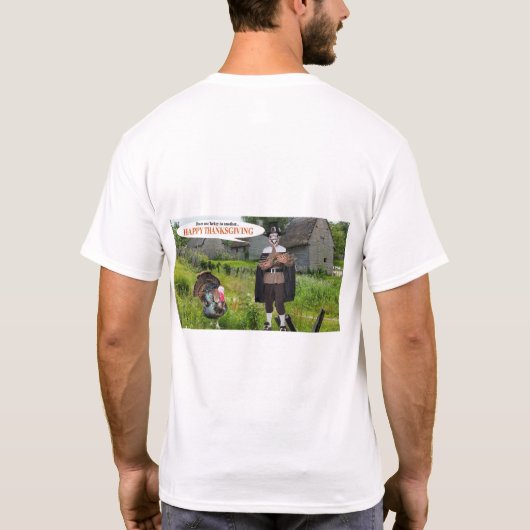 メンズティー幸せな感謝祭トルコ Tシャツ (裏面)