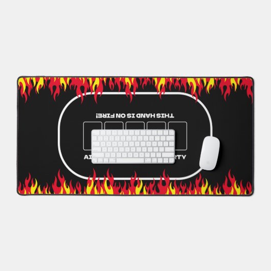 メンズテキサス州ホールドエムブラックレッドファイヤートランプのポーカーテーブル デスクマット (キーボード&マウス)