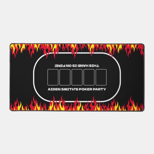 メンズテキサス州ホールドエムブラックレッドファイヤートランプのポーカーテーブル デスクマット (正面)