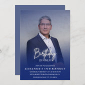 メンズディナーフォトネイビーブルー69歳の誕生日 招待状 (正面/裏面)