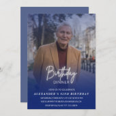 メンズディナーフォトネイビーブルー82歳の誕生日 招待状 (正面/裏面)