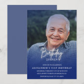 メンズディナーフォトネイビーブルー91歳の誕生日 招待状 (正面/裏面)