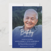 メンズディナーフォトネイビーブルー97歳の誕生日 招待状 (正面)