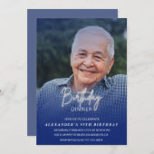 メンズディナーフォトネイビーブルー99歳の誕生日 招待状 (正面/裏面)