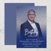 メンズディナーフォトネイビー63歳の誕生日 招待状 (正面/裏面)