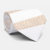 メンズデザイナータイズベージュ&ホワイトストライプ ネクタイ (ロール)