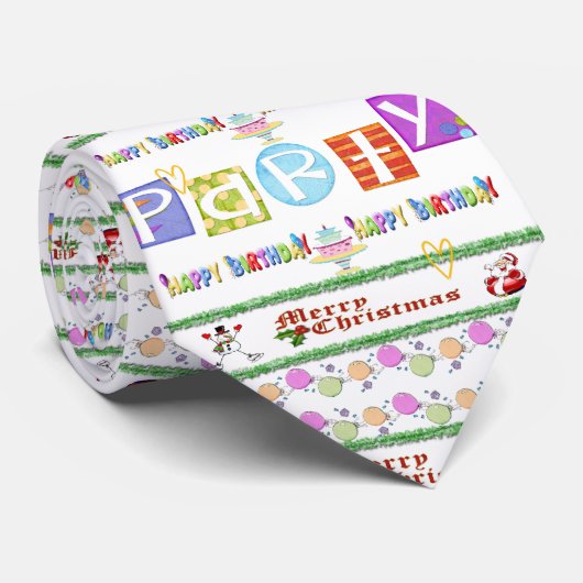 メンズデザイナータイズメリークリスマスハッピーバースデー ネクタイ (ロール)