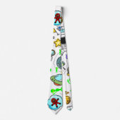 メンズデザイナータイズ宇宙船エイリアン宇宙飛行士 ネクタイ (正面)