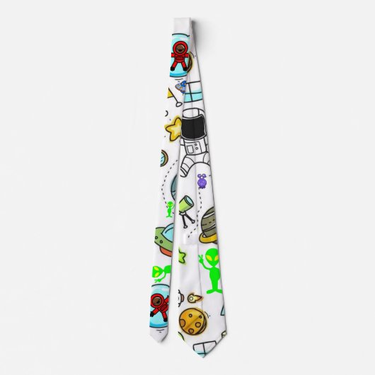 メンズデザイナータイズ宇宙船エイリアン宇宙飛行士 ネクタイ (裏面)