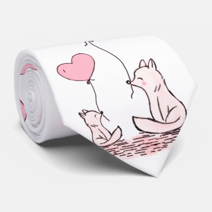 メンズデザイナーネクタイ 猫 ピンク ハート ネクタイ