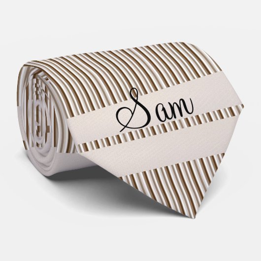 メンズデザイナーブラウンストライプ ネクタイ (ロール)