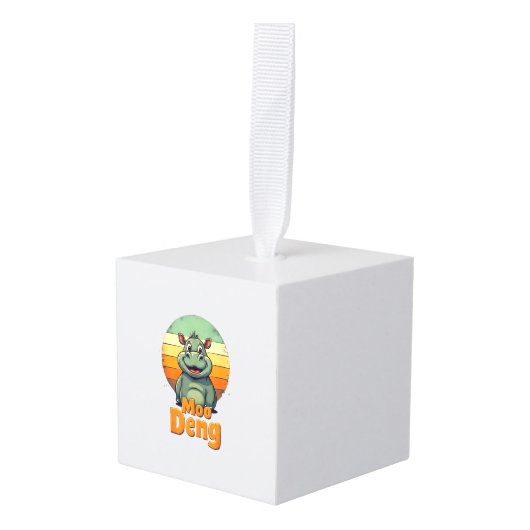 メンズデモーン_愛らしいベビーヒッポレトロサンセットアン キューブオーナメント (正面アングル)