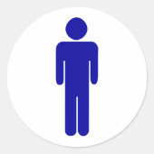 メンズトイレまたはバスルームの標識 ラウンドシール (正面)