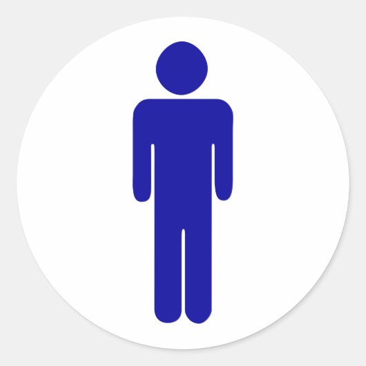 メンズトイレまたはバスルームの標識 ラウンドシール (正面)