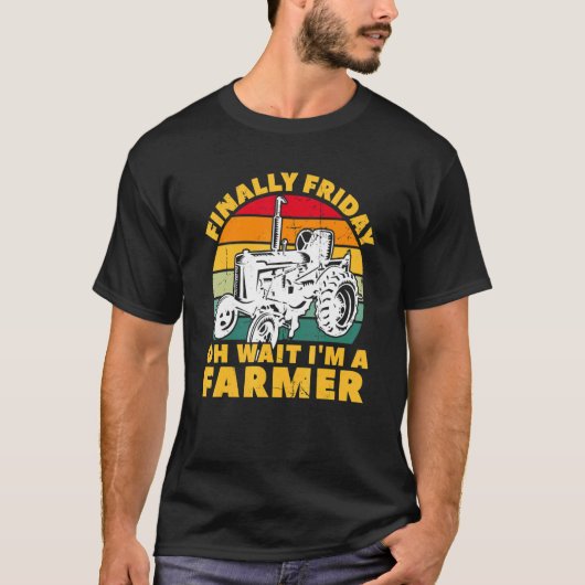 メンズトラクター農業最終的に金曜日ああ待って私はA Tシャツ (正面)