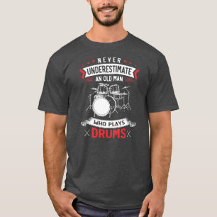 メンズドラムセット音楽オールド退職したマンドラマー Tシャツ