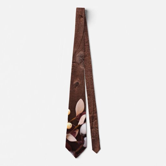 メンズドレスタイコットンブランチ上ダークウッドステムクゥ ネクタイ (正面)