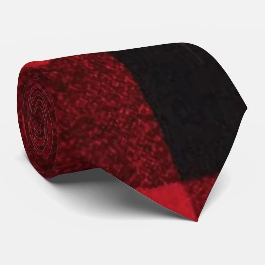 メンズドレスタイ赤バッファロープレイドベアーブラック ネクタイ (ロール)