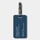 メンズネイビエレガントーブルー&金ゴールドモノグラム ラゲッジタグ (裏面縦)
