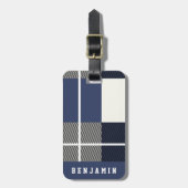 メンズネイビーブフモダンァロパターン ラゲッジタグ (正面縦)