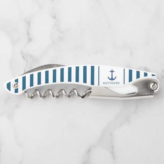 メンズネイビーブルーいかりカスタムモノグラムウェイター ソムリエナイフ (裏面)