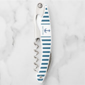 メンズネイビーブルーいかりカスタムモノグラムウェイター ソムリエナイフ (正面)