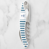 メンズネイビーブルーいかりカスタムモノグラムウェイター ソムリエナイフ (裏面)