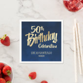 メンズネイビー金ゴールド誕生日 スタンダードカクテルナプキン (インサイチュ)