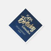 メンズネイビー金ゴールド誕生日 スタンダードカクテルナプキン (角)