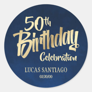 メンズネイビー金ゴールド誕生日 ラウンドシール