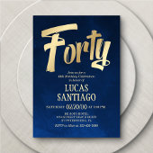 メンズネイビー金ゴールド40歳の招待状 招待状