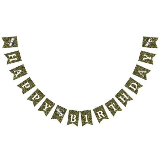 メンズハッピーバースデービッグバス魚釣り迷彩 バンティングフラッグ (全)