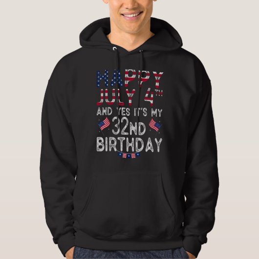 メンズハッピー4 7月とYes私の32誕生日Si パーカ (正面)