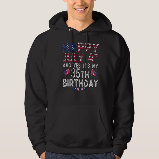メンズハッピー4 7月とYes私の35誕生日Si パーカ (正面)