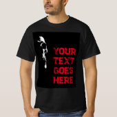 メンズハロウィーンスカル動揺して文字ブラックレッド Tシャツ (正面)